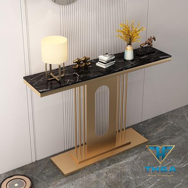 Console Inox Bàn console inox mạ vàng mặt đá KBC0063 – Inox TH&A